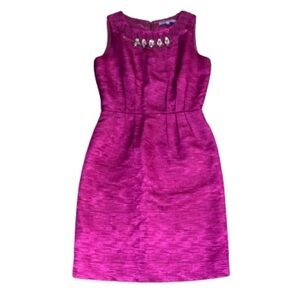 Antonio Melani hot pink sleeveless midi dress with rhinestone details size 4